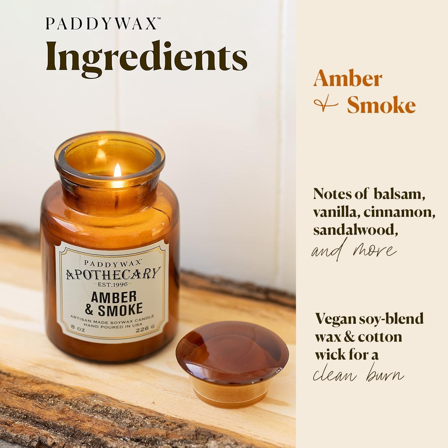 Paddy Wax Apothecary - Amber & Smoke - 8 oz Candle