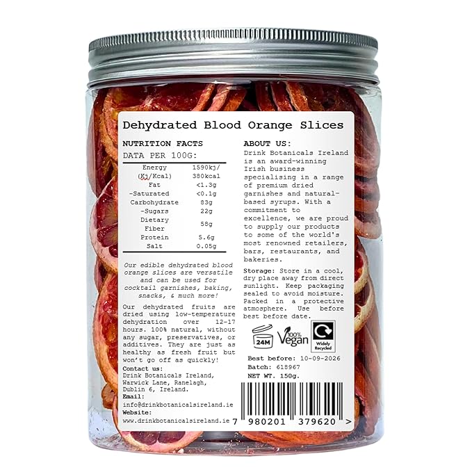 Drink Botanicals - Dehydrated Sliced BLOOD ORANGE Cocktail Garnish Wheels
