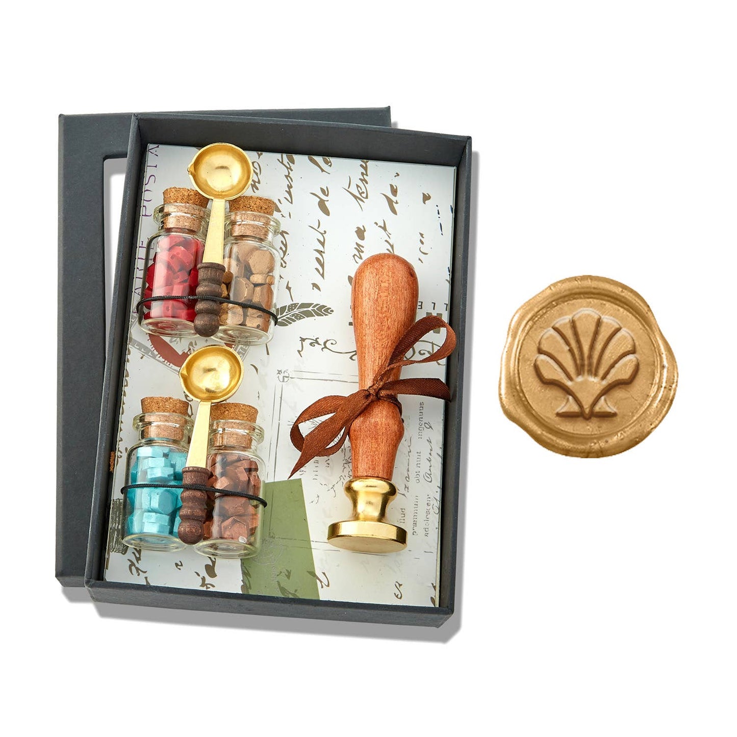 Bead Sealing Wax & Wax Seal Stamp Gift Set: Rose