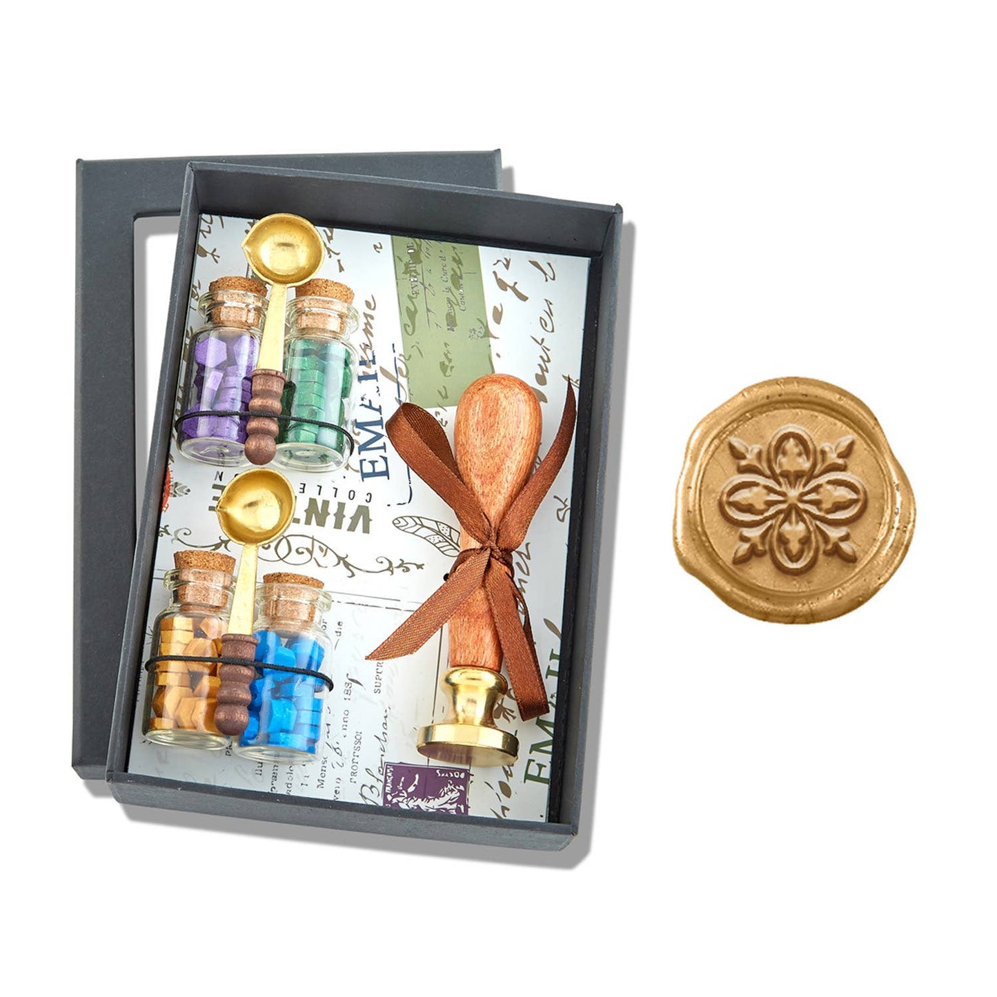 Bead Sealing Wax & Wax Seal Stamp Gift Set: Rose