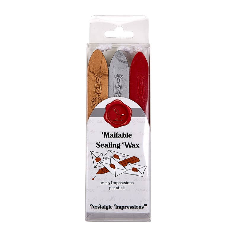 Sealing Wax Sticks with wick 3PK- 25+ colors: Red/Gold/Silver