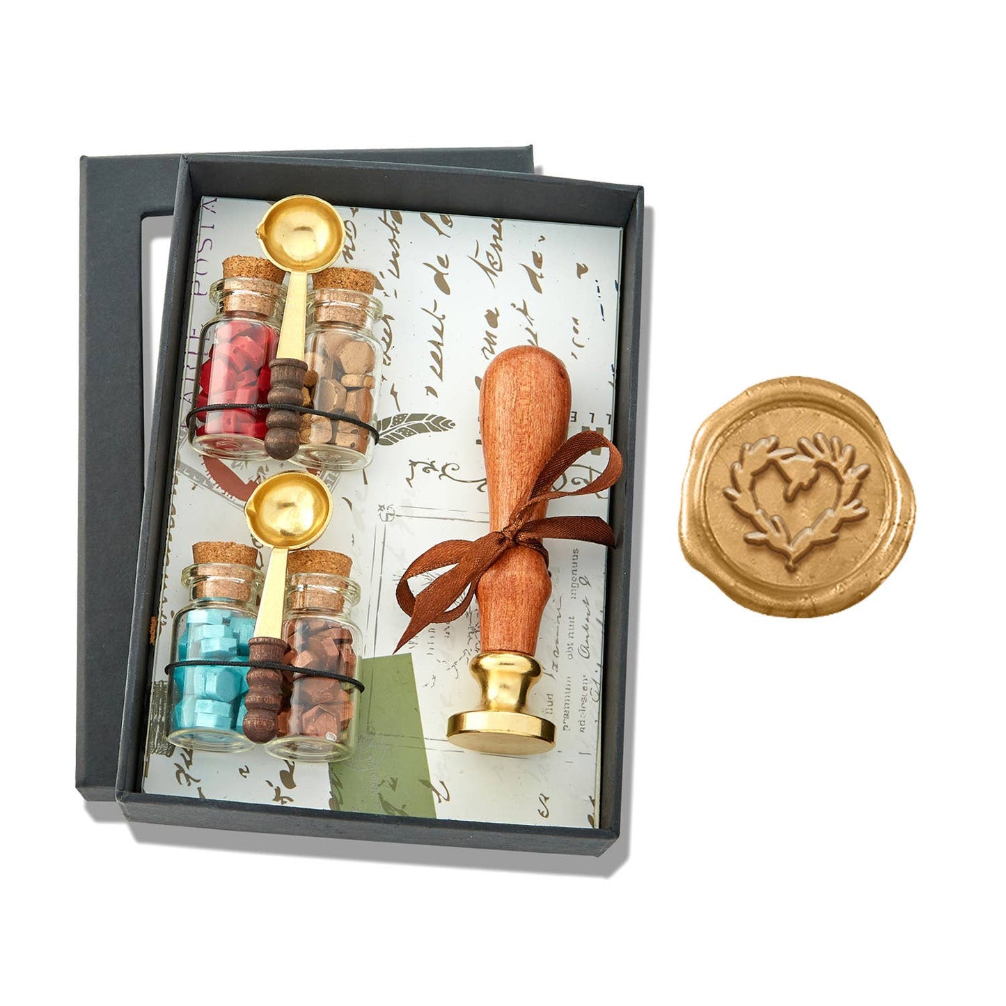 Bead Sealing Wax & Wax Seal Stamp Gift Set: Mehndi Flower