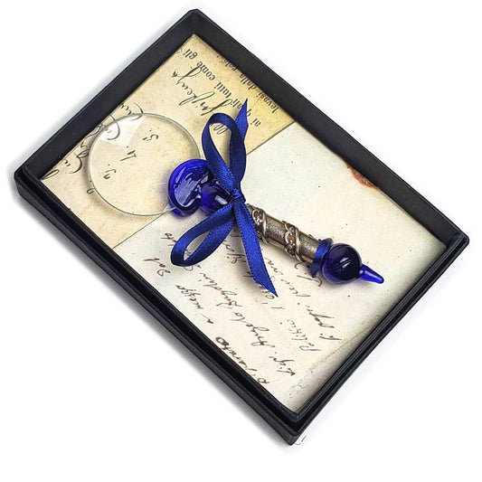 Murano Glass Magnifier with Pewter detailing - Blue