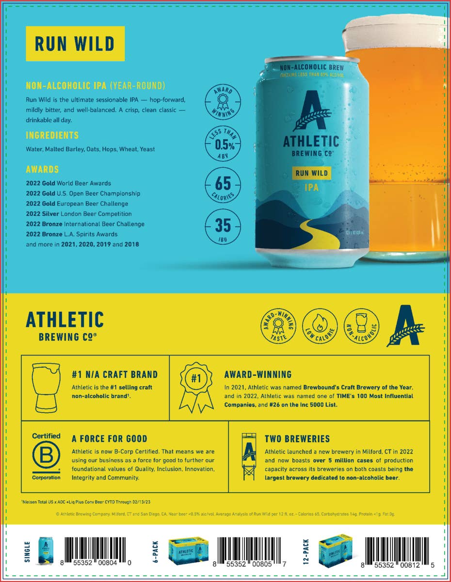 Athletic Brewing Company - Run Wild IPA (Non-Alcoholic)