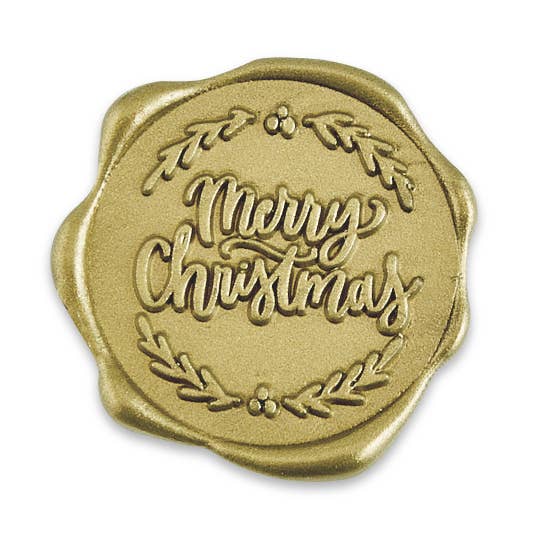 Wax Seal Stickers 1 1/4" - 25 Pk: Crimson Red "MERRY CHRISTMAS"