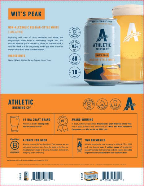 Athletic Brewing Company - Wit's Peak Witbier (Non-Alcoholic)