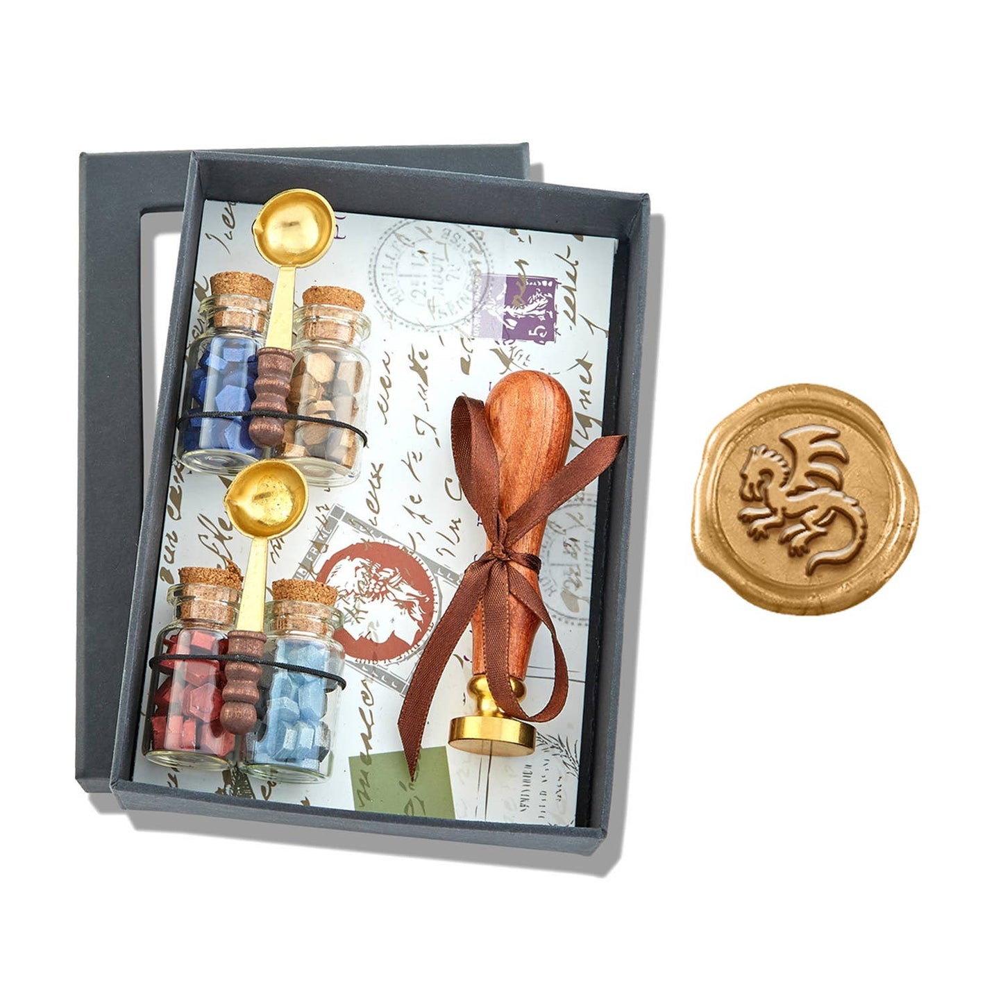 Bead Sealing Wax & Wax Seal Stamp Gift Set: Mehndi Flower