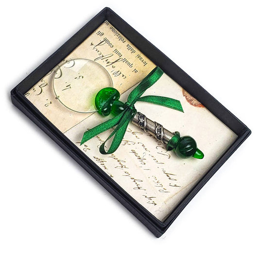 Murano Glass Magnifier with Pewter detailing - Green