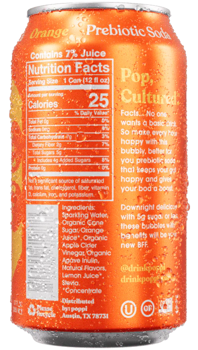 Poppi Prebiotic Sparkling Water - Orange