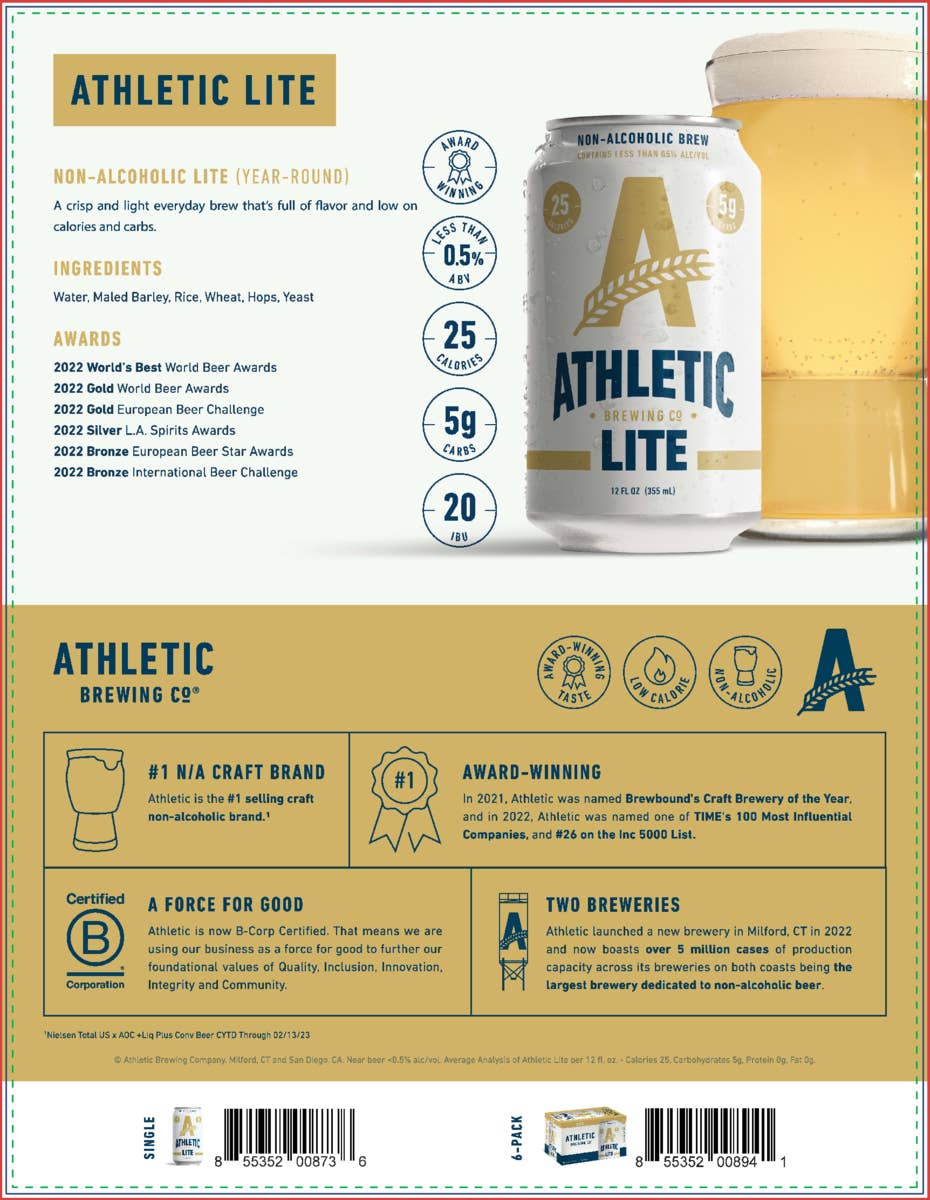 Athletic Brewing Company - Lite (Non-Alcoholic)