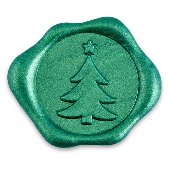 Wax Seal Stickers 1 1/4" - 25 Pk: CHRISTMAS TREE-Pine Green