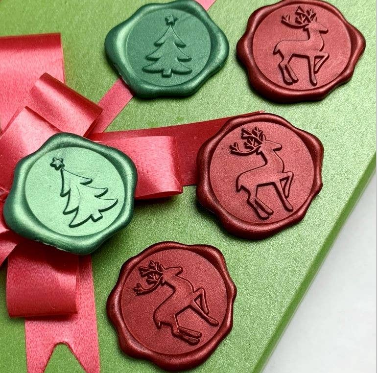 Wax Seal Stickers 1 1/4" - 25 Pk: CHRISTMAS TREE-Pine Green