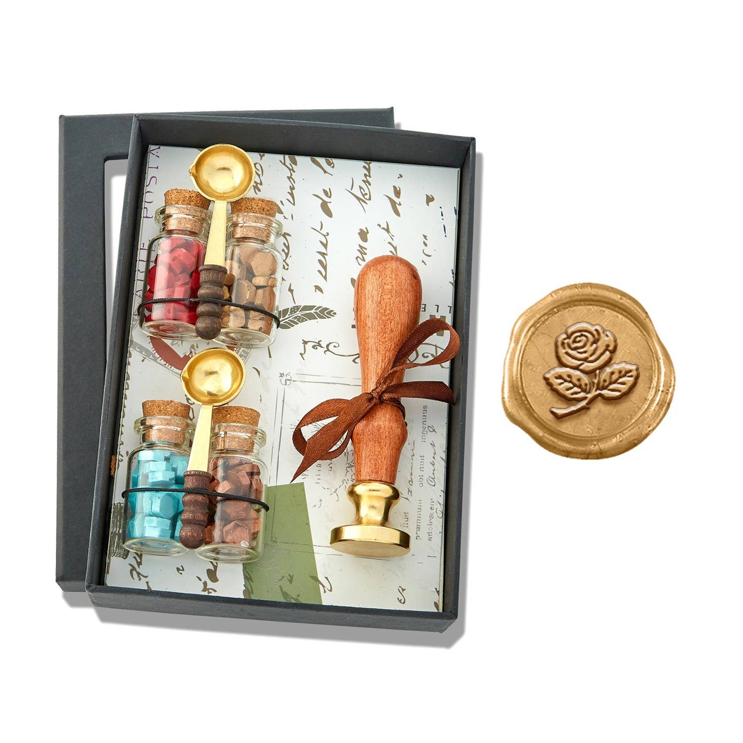 Bead Sealing Wax & Wax Seal Stamp Gift Set: Mehndi Flower