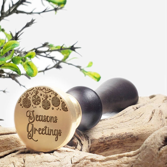 Holiday & Christmas Wax Seal Stamp - "Seasons Greetings"