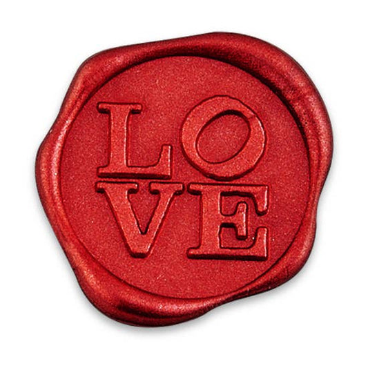 Wax Seal Stickers 1 1/4" - 25 Pk: Crimson Red "LOVE"