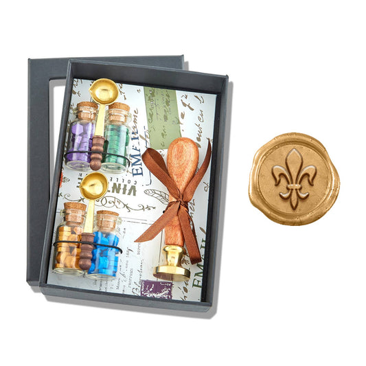 Bead Sealing Wax & Wax Seal Stamp Gift Set: Fleur De Lis